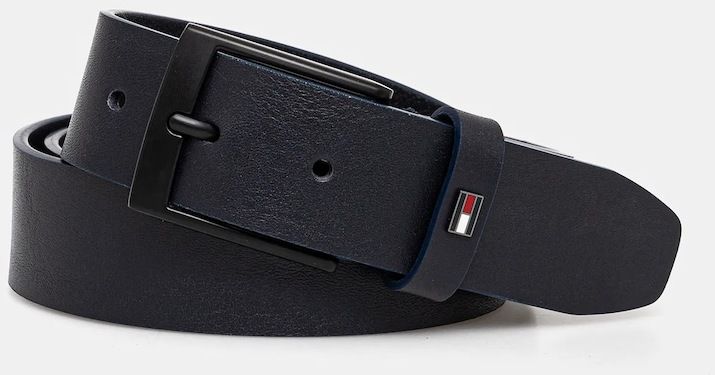 Kožený opasok Tommy Hilfiger pánsky, tmavomodrá farba, AM0AM13014
