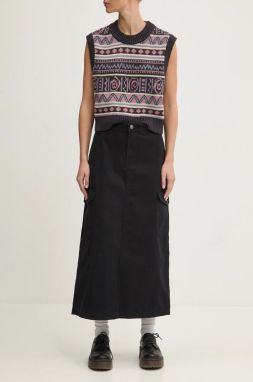 Bavlnená sukňa Dickies DUCK CANVAS čierna farba, midi, áčkový strih, DK0A4Z2R