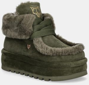 Semišové snehule Naked Wolfe Bambi zelená farba, Bambi Suede Shearling Dark Olive