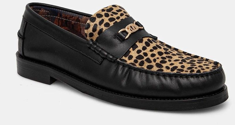 Kožené mokasíny Naked Wolfe Roma pánske, čierna farba, Roma Leopard Hair