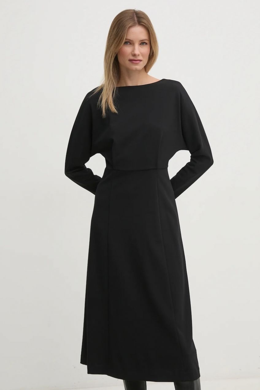 Šaty Calvin Klein čierna farba, midi, áčkový strih, K20K207893