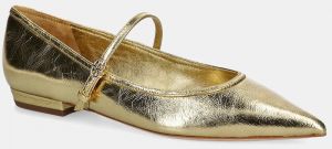 Kožené balerínky Tory Burch Double T Buckle Mary Jane zlatá farba, 166038-723