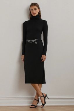 Šaty Lauren Ralph Lauren čierna farba, midi, priliehavá, 250951822