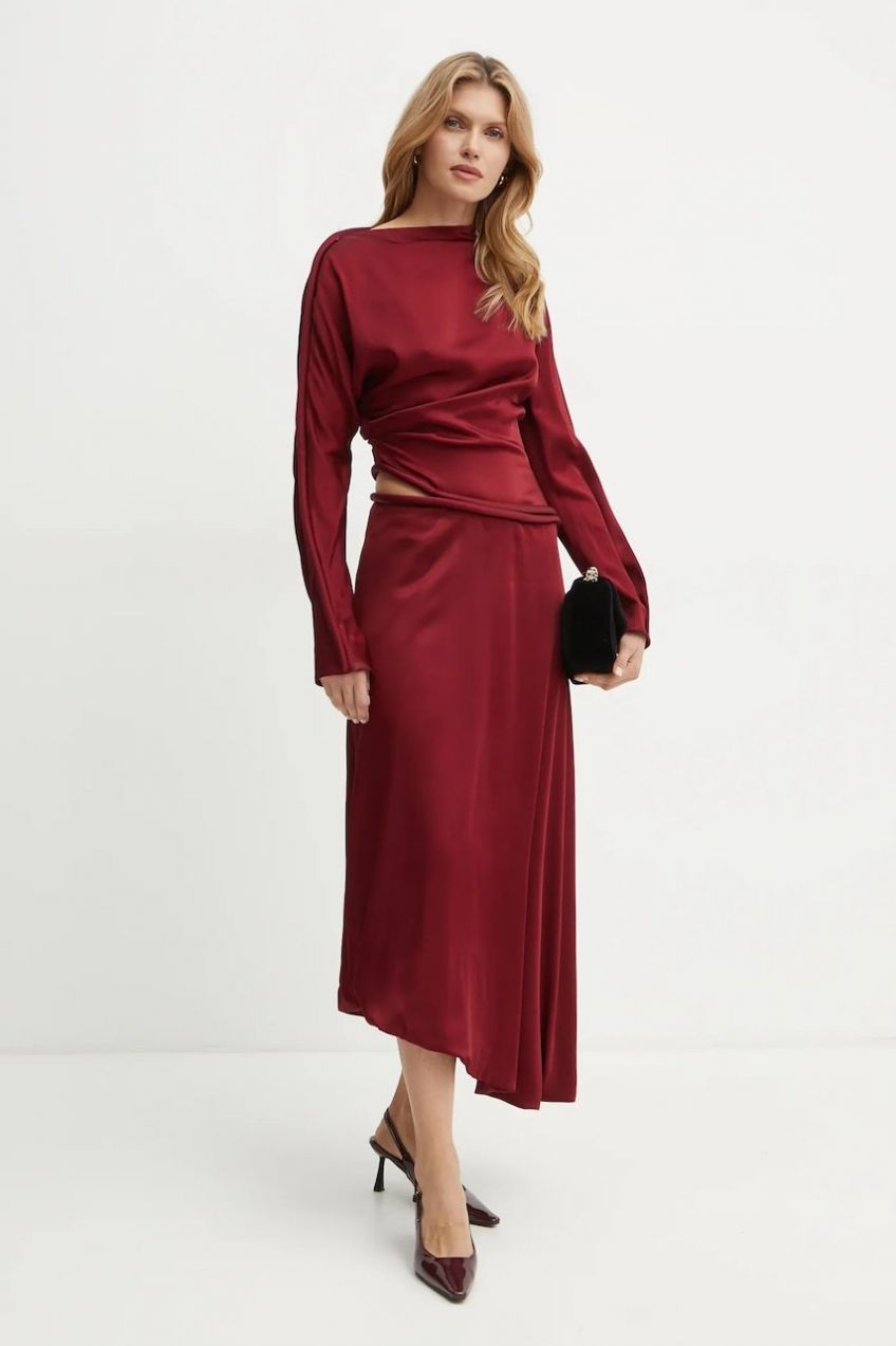 Šaty Victoria Beckham bordová farba, maxi, áčkový strih, 1424WDR005829A