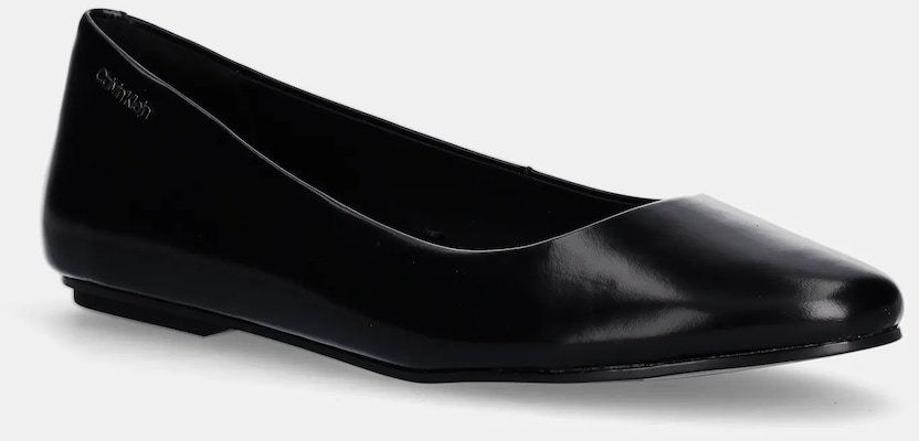 Kožené balerínky Calvin Klein ROUND BALLERINA čierna farba, HW0HW02449