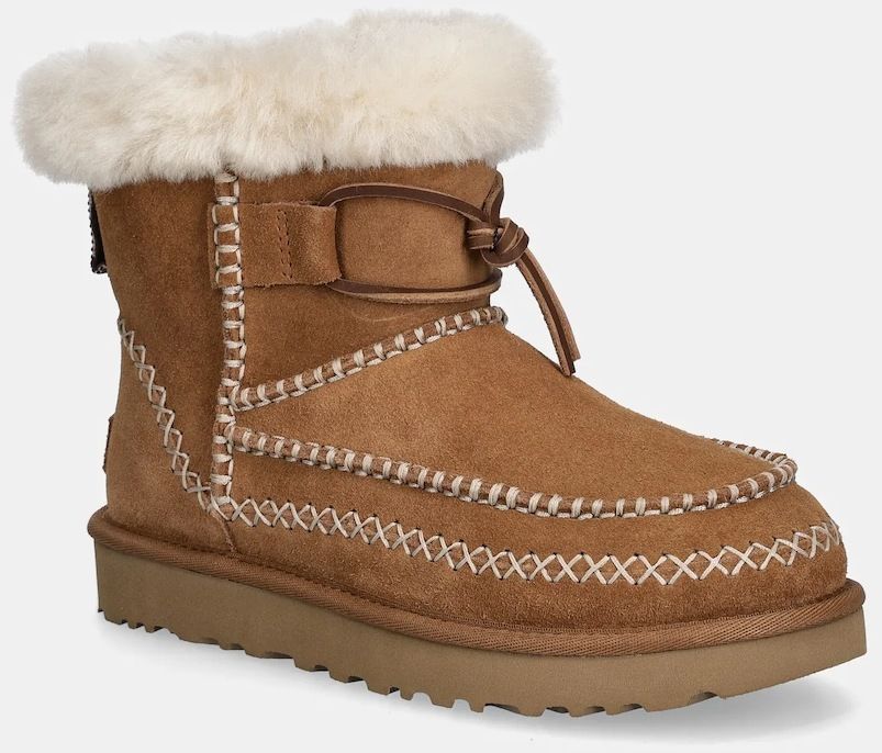 Semišové snehule UGG Classic Mini Alpine hnedá farba, 1158251-CHE