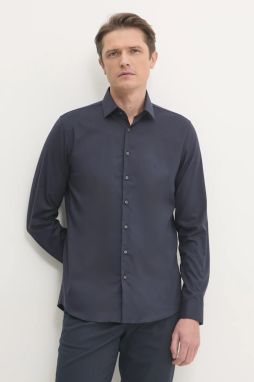 Košeľa Calvin Klein pánska, tmavomodrá farba, slim, s klasickým golierom, K10K114326