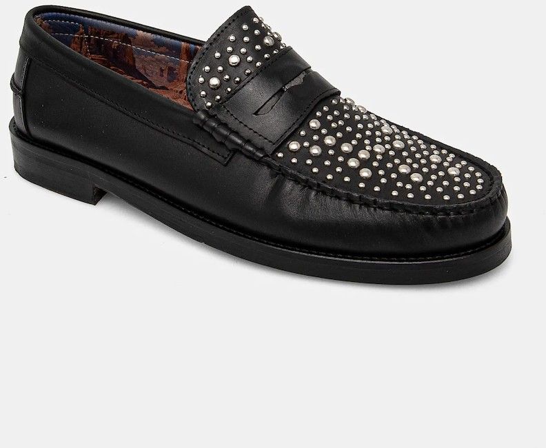 Kožené mokasíny Naked Wolfe Riviera pánske, čierna farba, Riviera Black Studs