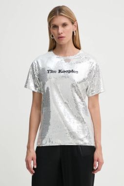 Tričko The Kooples dámske, strieborná farba, FTSC29036K