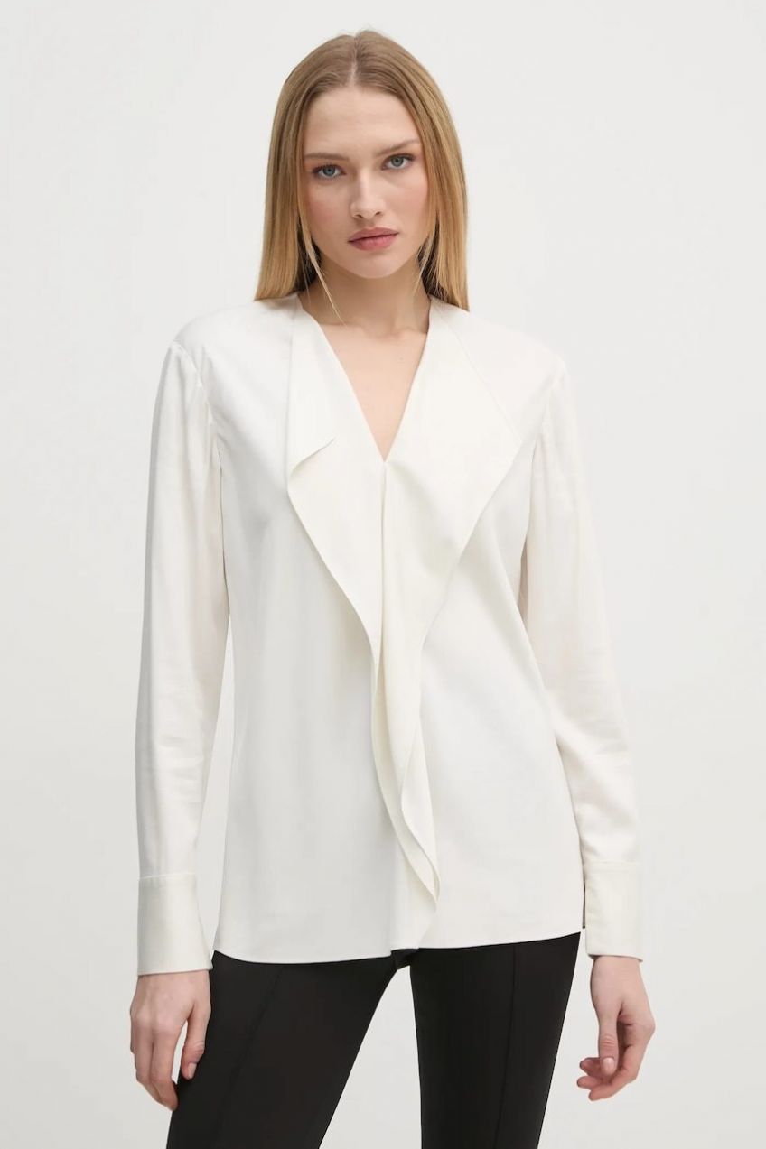 Blúzka Calvin Klein dámska, béžová farba, jednofarebná, K20K208067