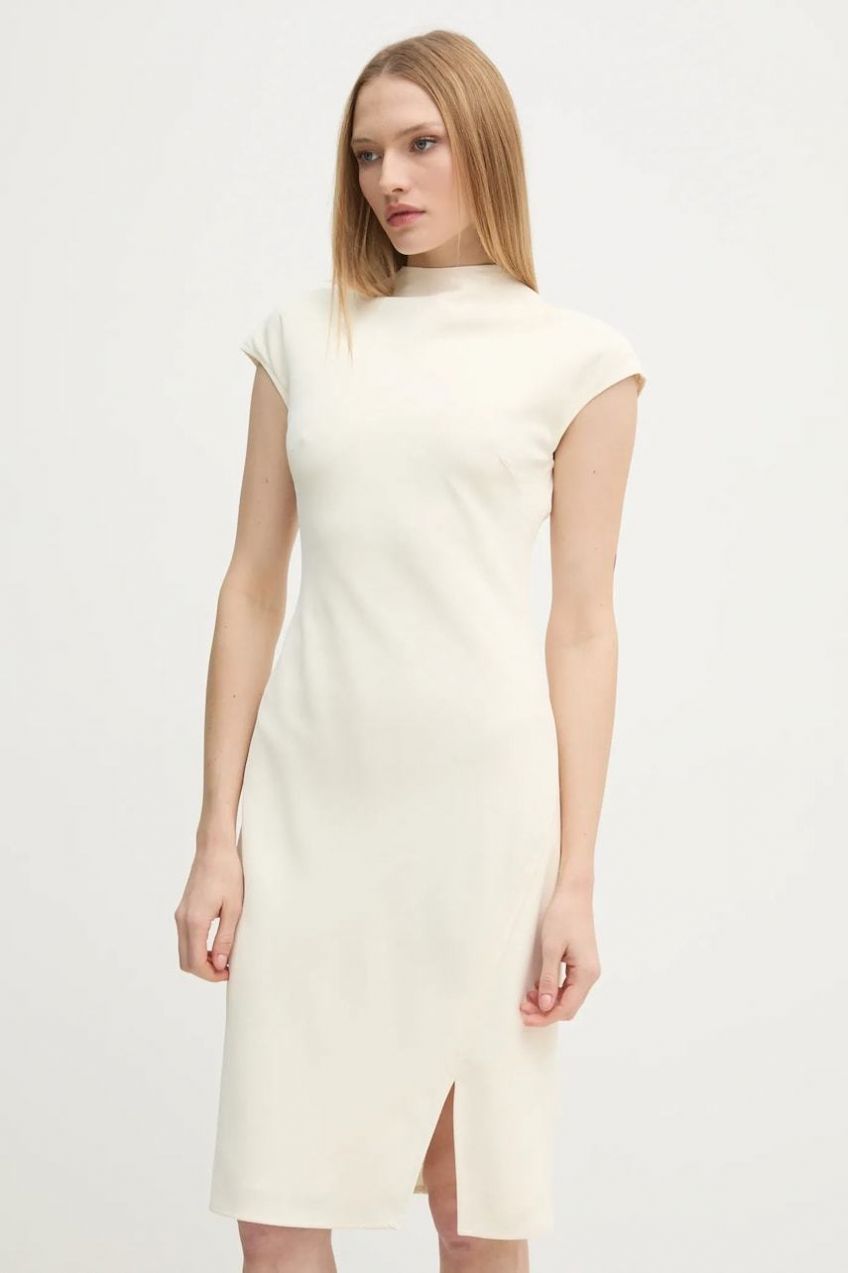 Šaty Calvin Klein béžová farba, mini, priliehavé, K20K208091