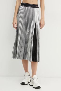 Sukňa Karl Lagerfeld strieborná farba, midi, áčkový strih, A1W12004