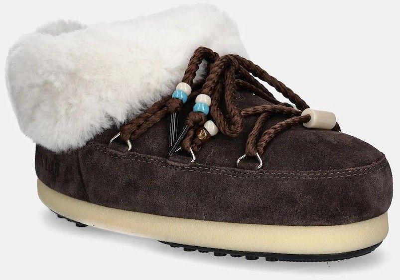 Semišové snehule Moon Boot MB EVX MULE SUEDE BEADS hnedá farba, 80D1470040 ML01