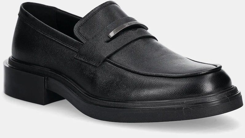 Kožené mokasíny Calvin Klein MOCCASIN CDR pánske, čierna farba, HM0HM01774