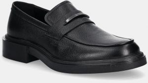 Kožené mokasíny Calvin Klein MOCCASIN CDR pánske, čierna farba, HM0HM01774