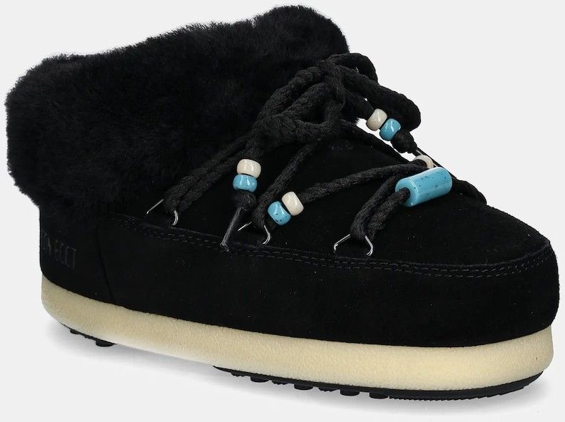 Semišové papuče Moon Boot MB EVX MULE SUEDE BEADS čierna farba, 80D1470040 NN13