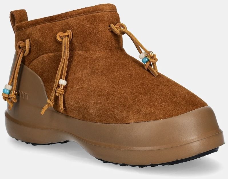 Semišové snehule Moon Boot MB LUNA LOW SUEDE BEADS hnedá farba, 80D2480100 M008