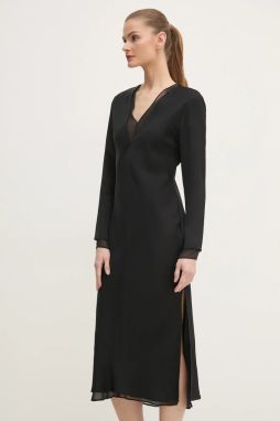 Šaty Calvin Klein čierna farba, midi, rovný strih, K20K207845