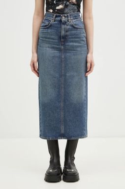 Bavlnená rifľová sukňa Fiorucci Denim Midi tmavomodrá farba, midi, puzdrová, W01FPDSK176DN01DN02