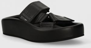 Kožené šľapky MM6 Maison Margiela dámske, čierna farba, S59WP0206