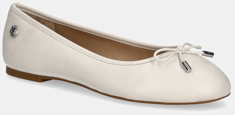 Kožené balerínky Lauren Ralph Lauren Jayna béžová farba, 802940728006