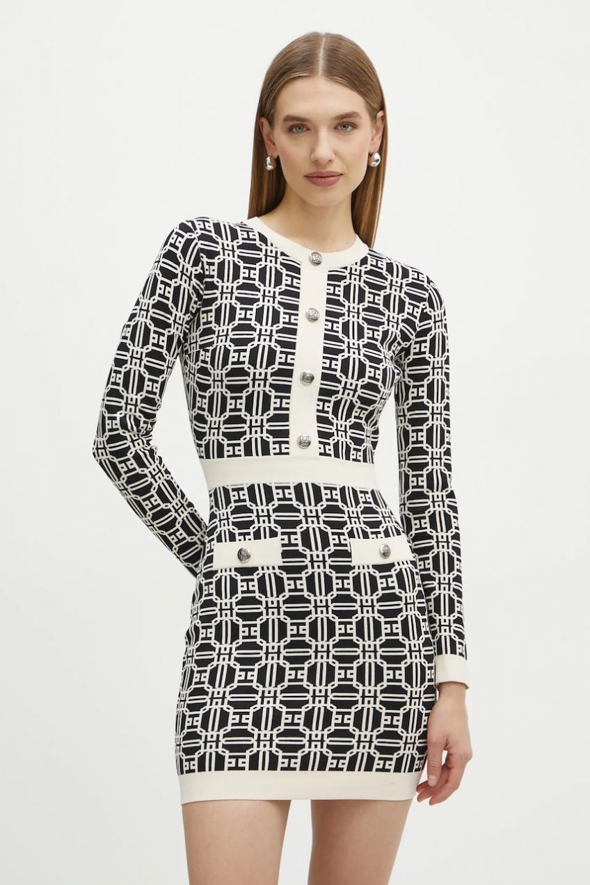 Šaty Elisabetta Franchi čierna farba, mini, priliehavé, AM31B47E2