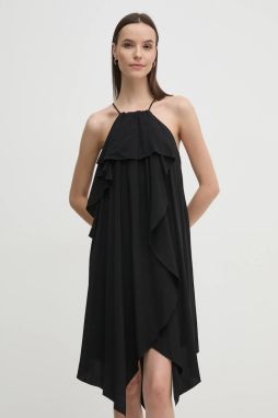Šaty Sisley čierna farba, mini, áčkový strih, 4LNTLV06M