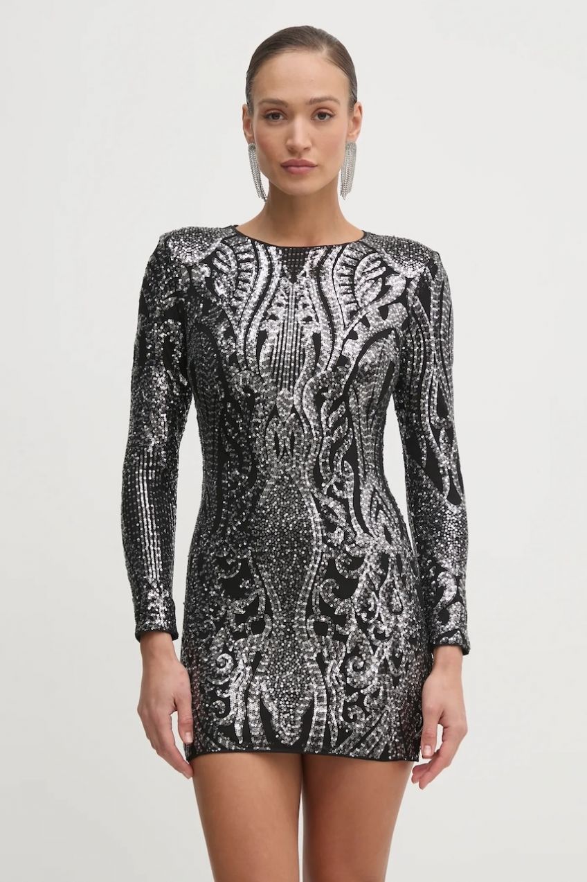 Šaty Marciano Guess ISLA strieborná farba, mini, rovný strih, 4RGK72 6219A