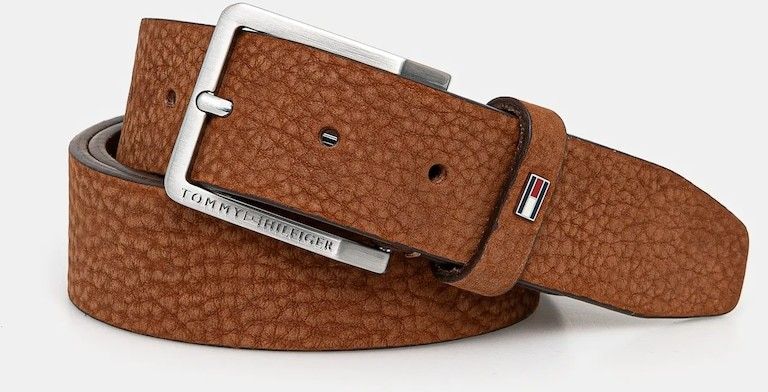 Kožený opasok Tommy Hilfiger pánsky, hnedá farba, AM0AM13019