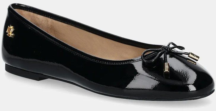 Kožené balerínky Lauren Ralph Lauren Jayna čierna farba, 802956765001
