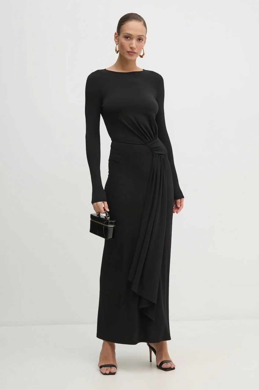 Šaty Marciano Guess GWENDOLINE čierna farba, maxi, áčkový strih, 5RGK73 6257A