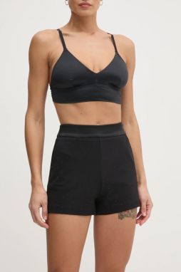 Šortky Marciano Guess SHIMMY dámske, čierna farba, s nášivkou, vysoký pás, 5RGD12 6304A