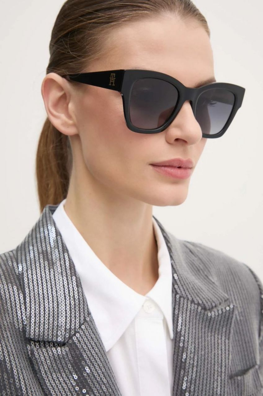 Slnečné okuliare Tommy Hilfiger dámske, čierna farba, TH 2156/S