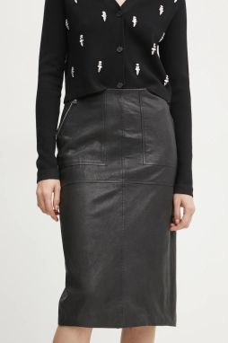 Kožená sukňa MAX&Co. čierna farba, midi, puzdrová, 2516401021200