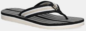 Šľapky Tommy Hilfiger IM TH PRINT BEACH SANDAL dámske, čierna farba, na plochom podpätku, FW0FW08370