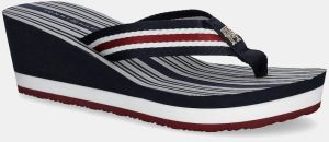 Šľapky Tommy Hilfiger IM PLATFORM BEACH SANDAL dámske, tmavomodrá farba, na kline, FW0FW08371