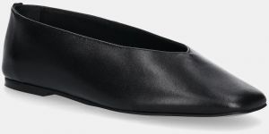Kožené balerínky Calvin Klein CLASSIC BALLERINA - LTH čierna farba, HW0HW02441