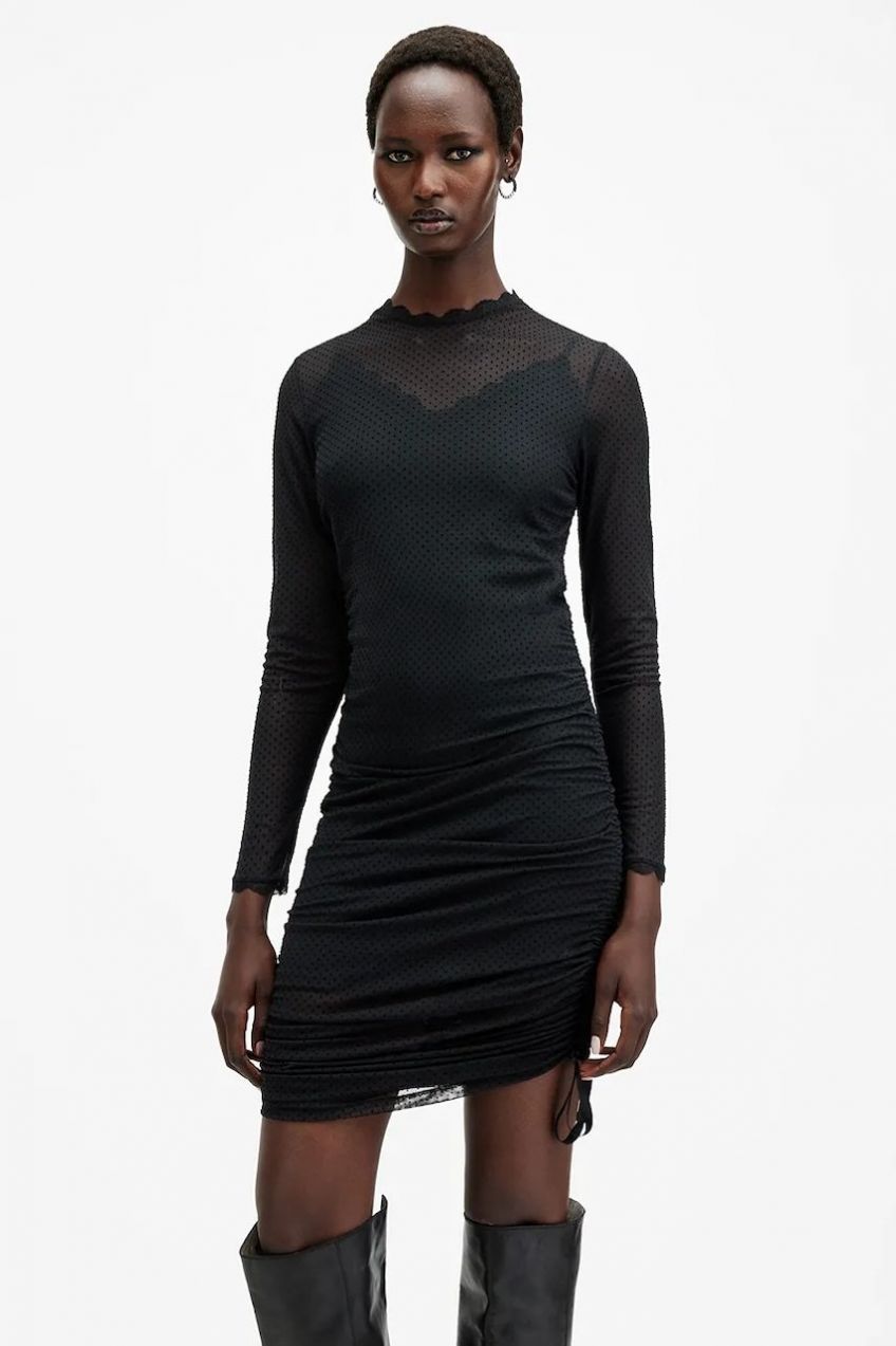 Šaty AllSaints ADARA čierna farba, mini, priliehavá, W241DB