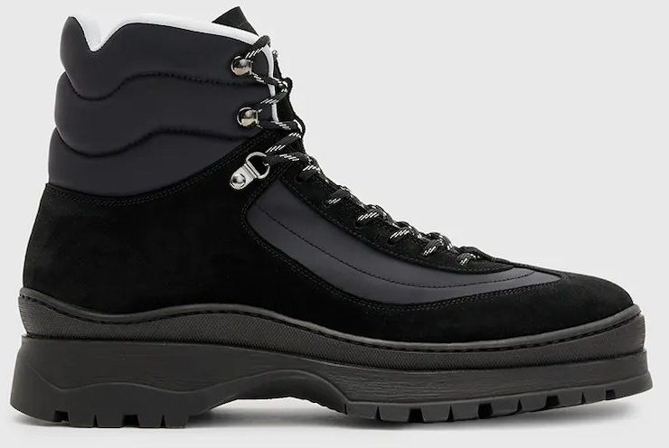Členkové topánky AllSaints Lucas Suede Hiker pánske, čierna farba, M023FB