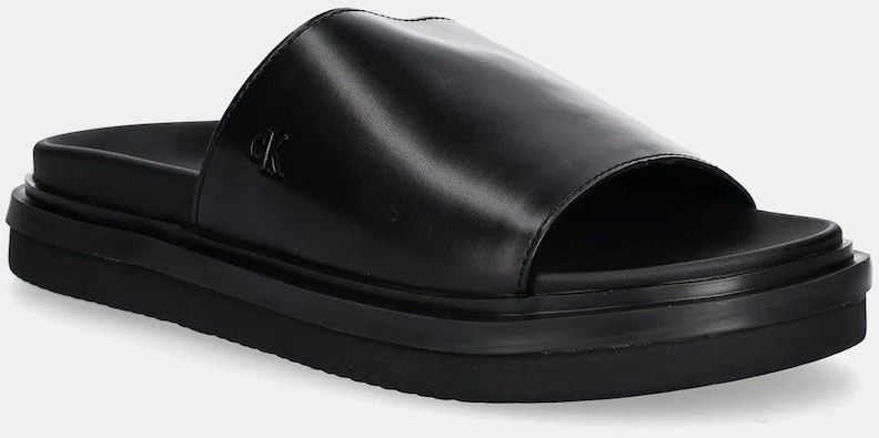 Šľapky Calvin Klein Jeans FLAT MOLDED SANDAL SLIDE dámske, čierna farba, YW0YW01710