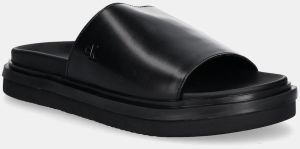 Šľapky Calvin Klein Jeans FLAT MOLDED SANDAL SLIDE dámske, čierna farba, YW0YW01710