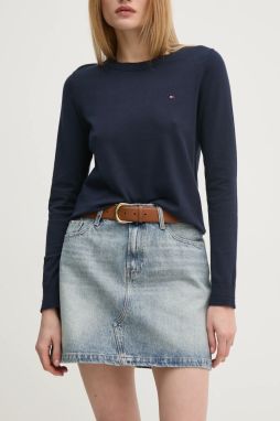 Rifľová sukňa Tommy Hilfiger mini, áčkový strih, WW0WW44334