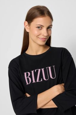 Bavlnené tričko s dlhým rukávom Bizuu SARA čierna farba, bavlnené,