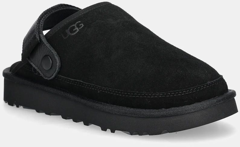 Semišové šľapky UGG Goldencoast Clog II pánske, čierna farba, 1166915-BLK