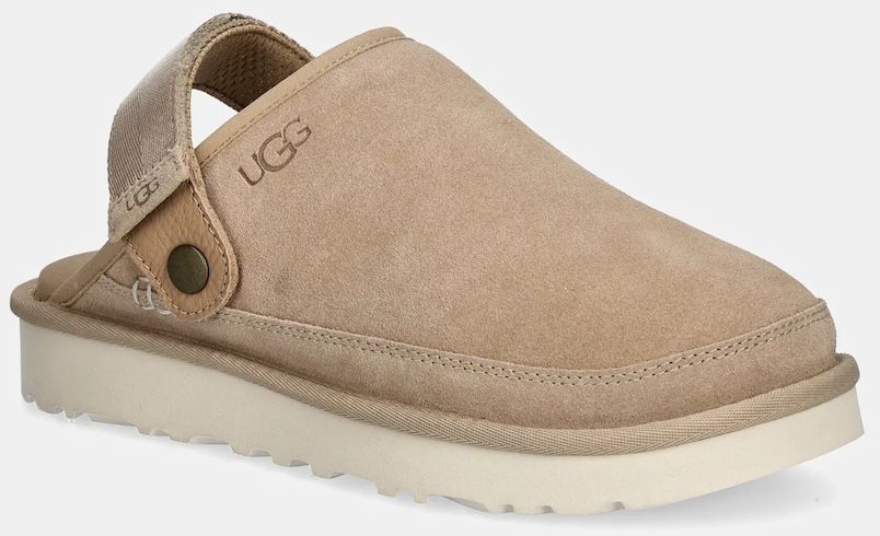 Šľapky UGG Goldencoast Clog II pánske, béžová farba, 1166915-SAN