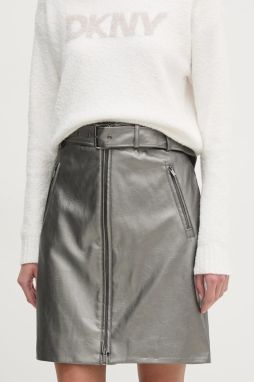 Sukňa Dkny šedá farba, mini, rovný strih, P4JN6XIM