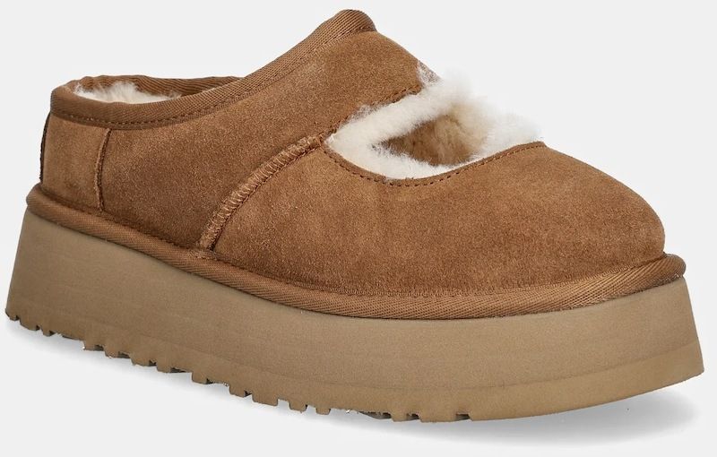 Semišové papuče UGG Bea Mary Jane hnedá farba, 1167612-CHE
