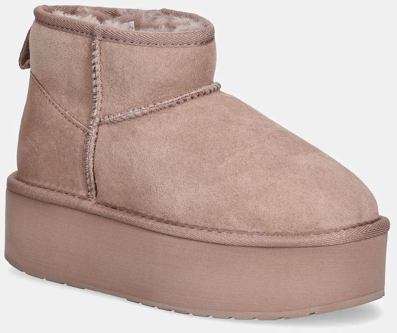 Semišové snehule Emu Australia Stinger Micro Flatform ružová farba, W13082 Cameo Rose