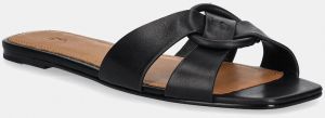 Kožené šľapky Polo Ralph Lauren Ring dámske, čierna farba, 818955857