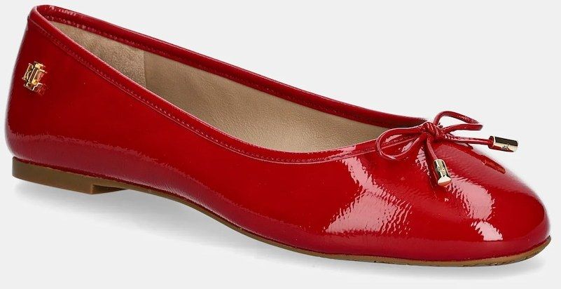 Kožené balerínky Lauren Ralph Lauren Jayna červená farba, 802956765002